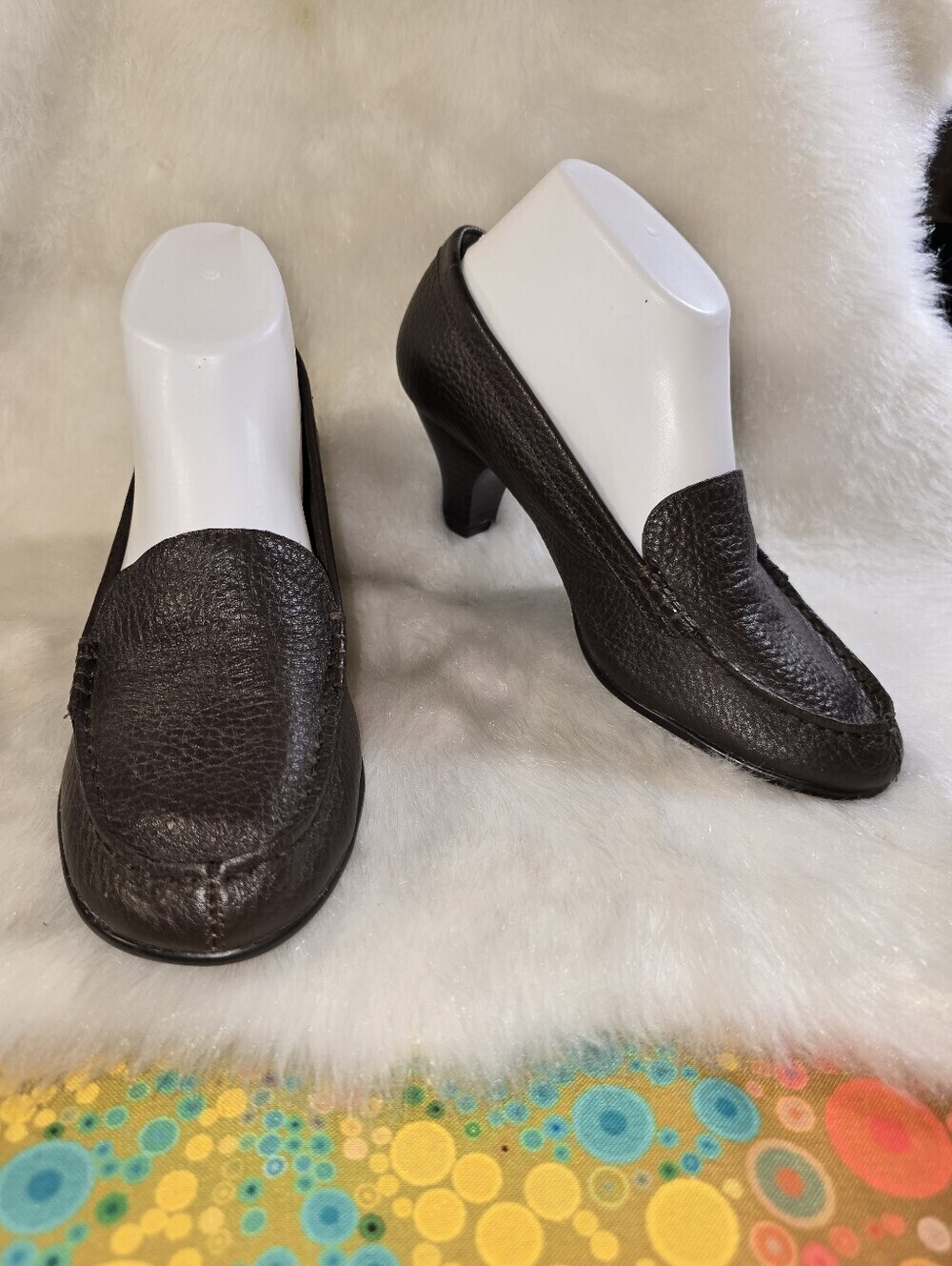 Aerosole "Wise Choice" Classic Chocolate Leather Mid-Heel Loafers for Women